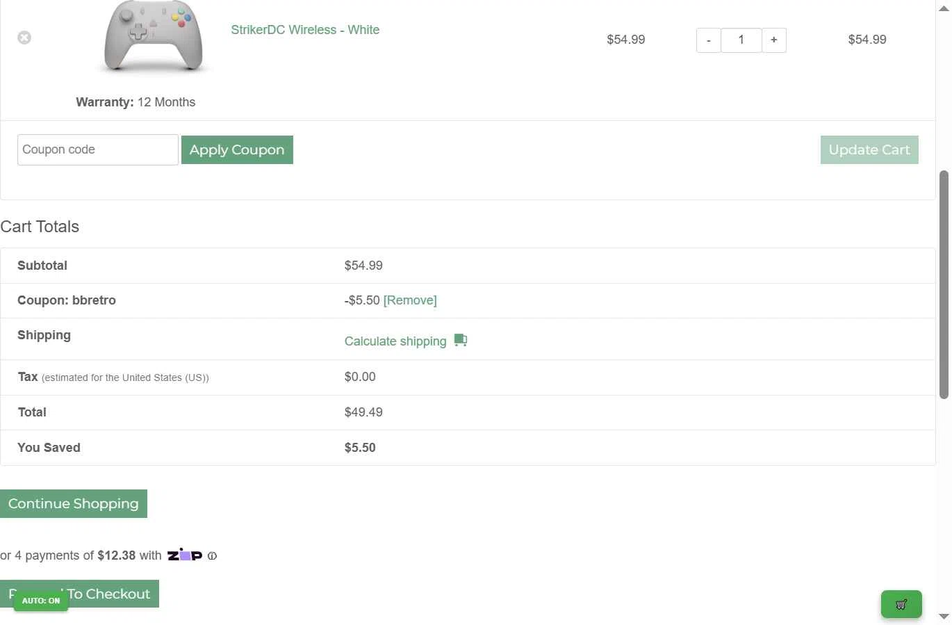 Retro Fighters checkout page showing Retro Fighters coupon code box | Screenshot taken by SimplyCodes community member on Nov 9, 2025