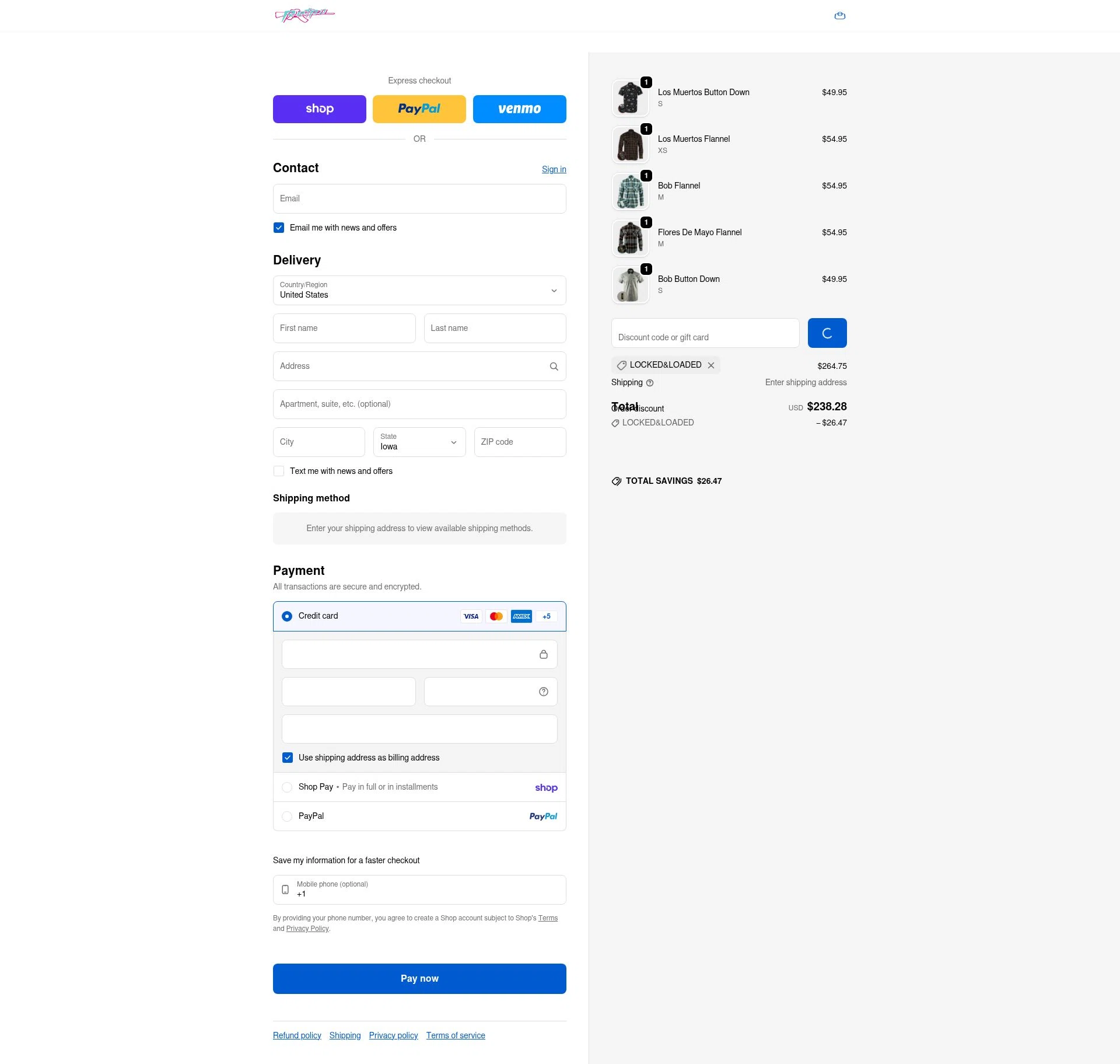 Retro Rifle checkout page showing Retro Rifle discount code box | Screenshot taken by SimplyCodes community member on Feb 1, 2026