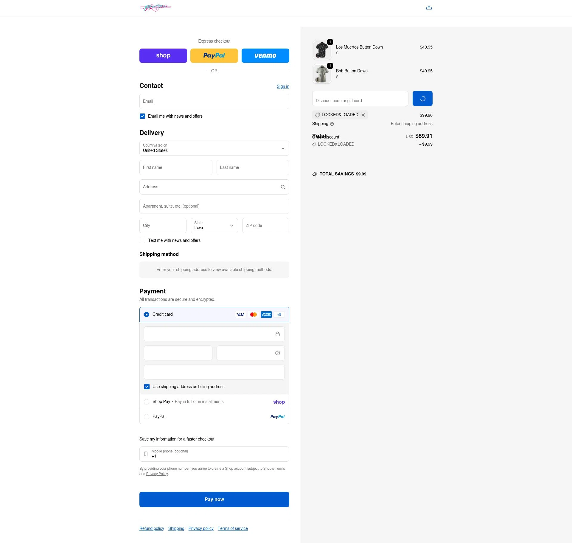 Retro Rifle checkout page showing Retro Rifle discount code box | Screenshot taken by SimplyCodes community member on Feb 14, 2026