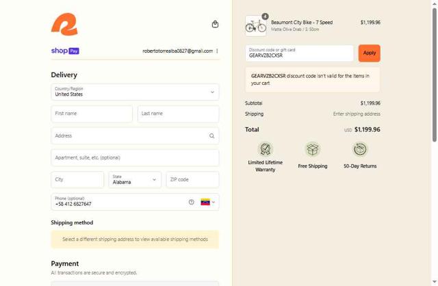 Retrospec checkout page showing Retrospec discount code box | Screenshot taken by SimplyCodes community member on Aug 25, 2025