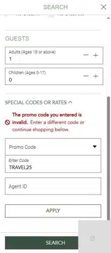 TRAVEL25 coupon verification screenshot