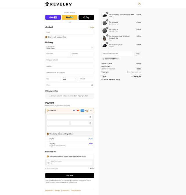 Revelry Supply checkout page showing Revelry Supply discount code box | Screenshot taken by SimplyCodes community member on Aug 24, 2025