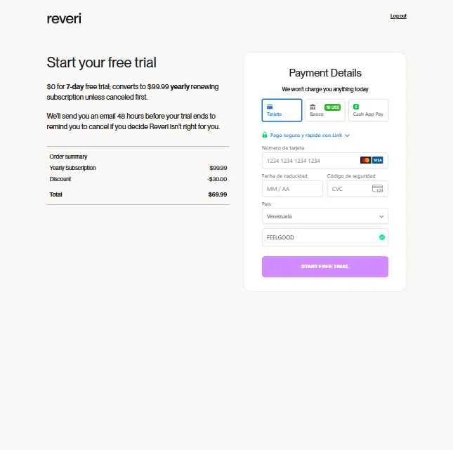 REVERI checkout page showing REVERI discount code box | Screenshot taken by SimplyCodes community member on Dec 26, 2025