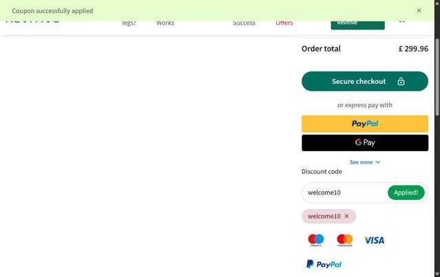 Revitive checkout page showing Revitive promo code box | Screenshot taken by SimplyCodes community member on Jul 2, 2025