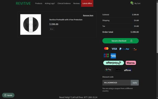 Revitive checkout page showing Revitive promo code box | Screenshot taken by SimplyCodes community member on Jun 6, 2025