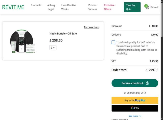 Revitive checkout page showing Revitive promo code box | Screenshot taken by SimplyCodes community member on Jul 2, 2025