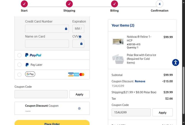 Revival Animal Health checkout page showing Revival Animal Health coupon code box | Screenshot taken by SimplyCodes community member on Aug 12, 2025