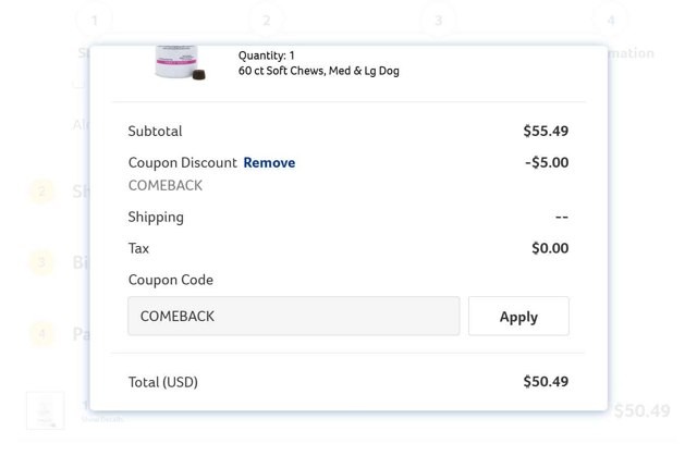Revival Animal Health checkout page showing Revival Animal Health coupon code box | Screenshot taken by SimplyCodes community member on Jul 31, 2025