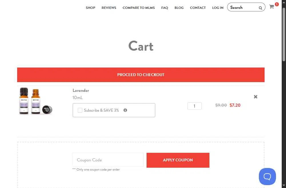 Revive EO checkout page showing Revive EO coupon code box | Screenshot taken by SimplyCodes community member on Jan 26, 2026
