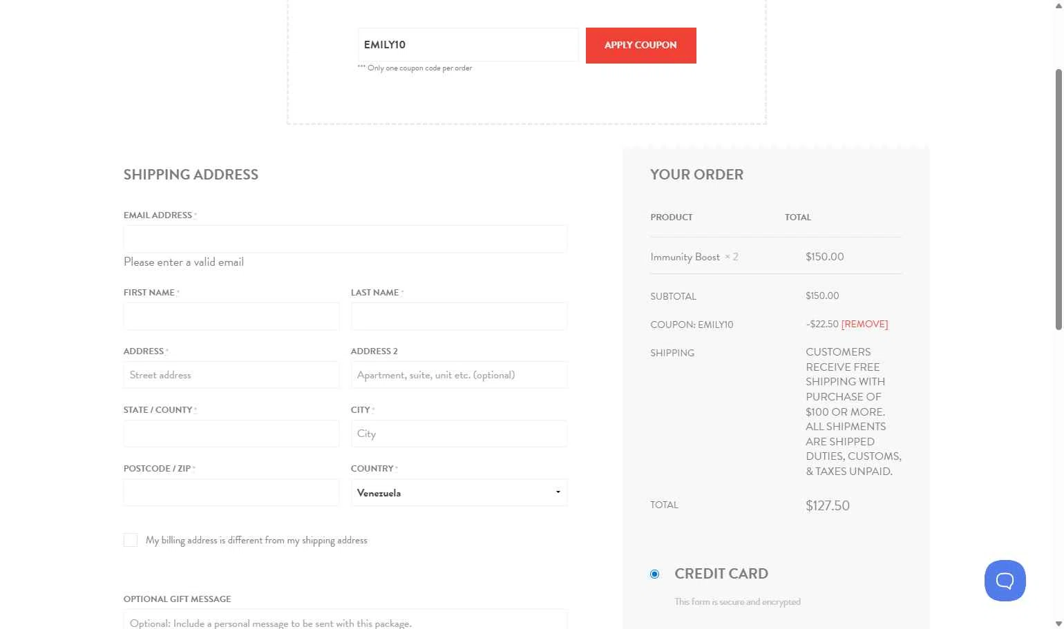 Revive EO checkout page showing Revive EO coupon code box | Screenshot taken by SimplyCodes community member on Feb 20, 2026