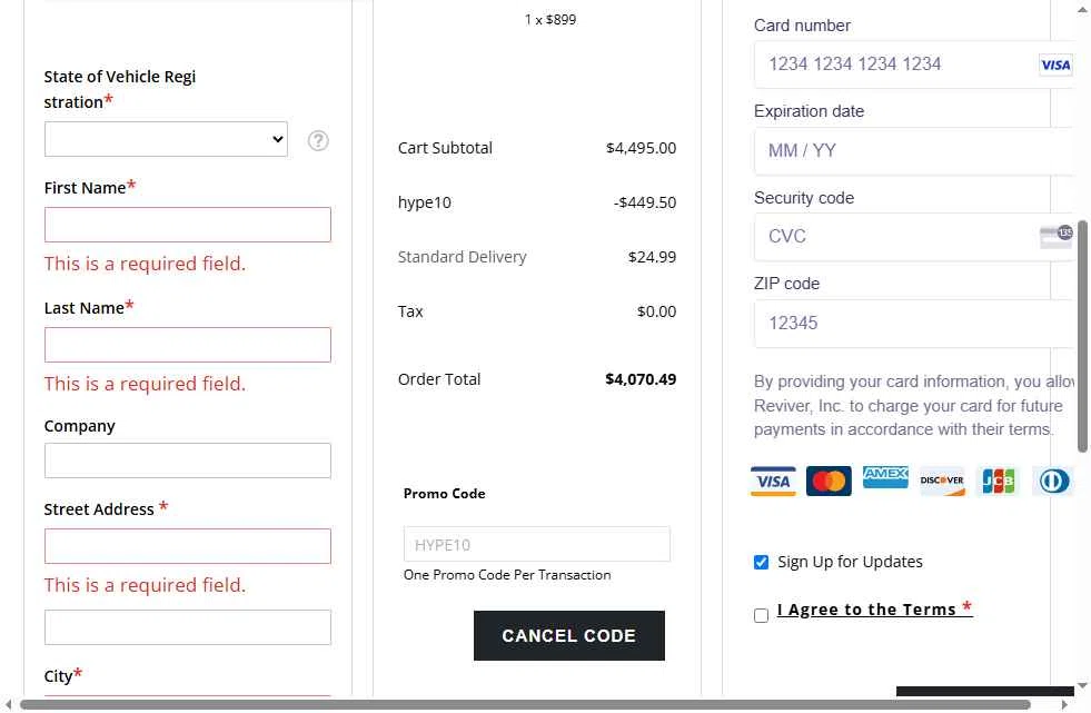Reviver checkout page showing Reviver discount code box | Screenshot taken by SimplyCodes community member on May 2, 2025