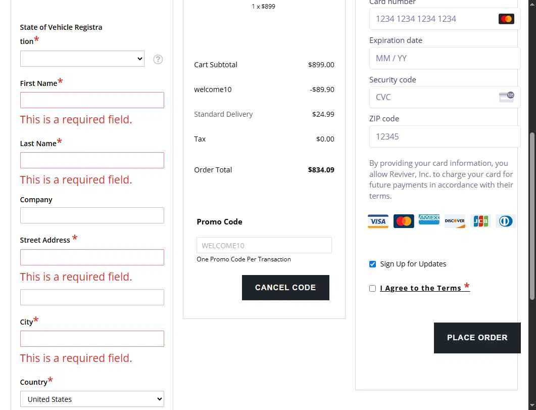 Reviver checkout page showing Reviver discount code box | Screenshot taken by SimplyCodes community member on May 2, 2025