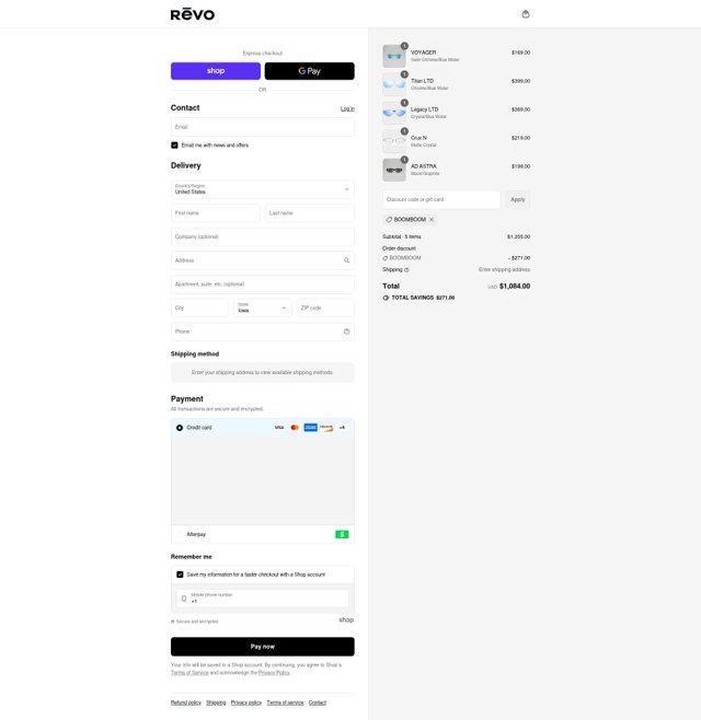 Revo checkout page showing Revo discount code box | Screenshot taken by SimplyCodes community member on Sep 3, 2025