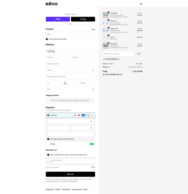 Revo checkout page showing Revo discount code box | Screenshot taken by SimplyCodes community member on Sep 3, 2025