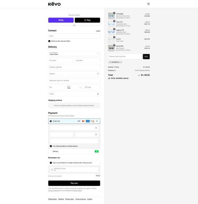 Revo checkout page showing Revo discount code box | Screenshot taken by SimplyCodes community member on Sep 3, 2025