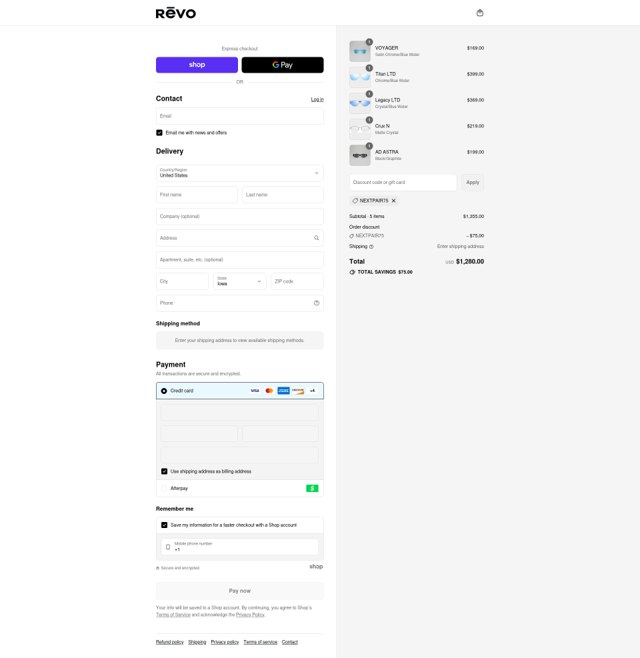 Revo checkout page showing Revo discount code box | Screenshot taken by SimplyCodes community member on Sep 3, 2025