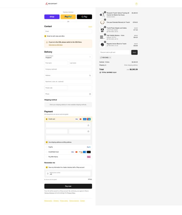 Revopoint 3D checkout page showing Revopoint 3D promo code box | Screenshot taken by SimplyCodes community member on Sep 8, 2025