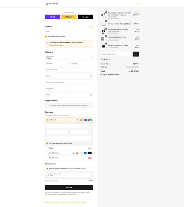 Revopoint 3D checkout page showing Revopoint 3D promo code box | Screenshot taken by SimplyCodes community member on Sep 8, 2025