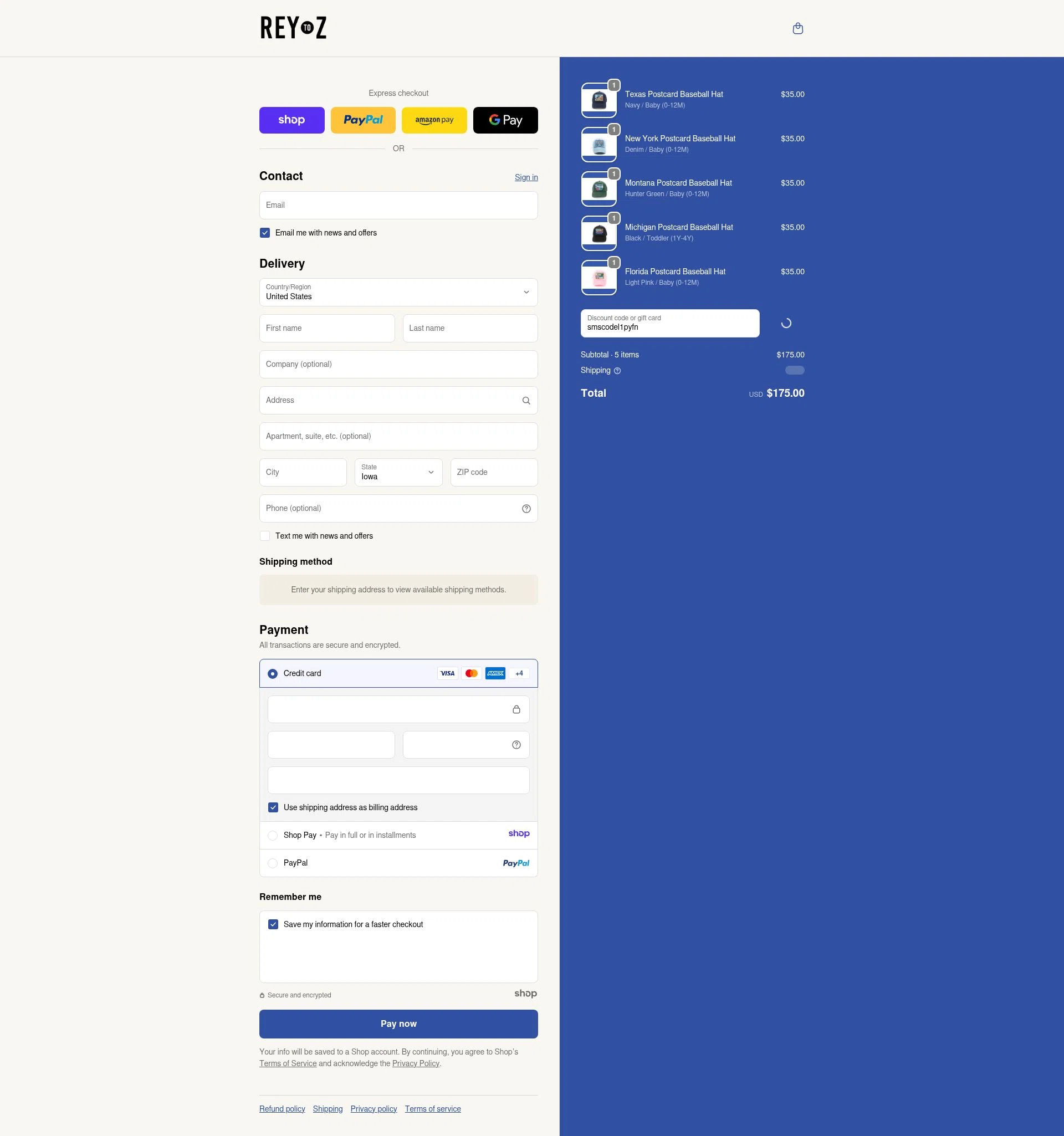 Rey to Z checkout page showing Rey to Z discount code box | Screenshot taken by SimplyCodes community member on Dec 29, 2025