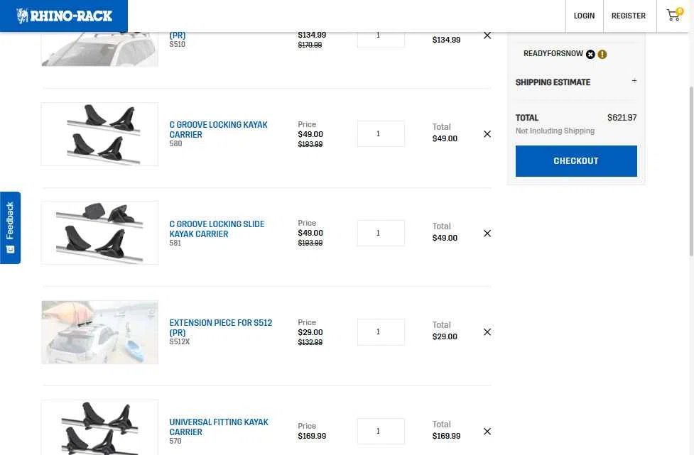 Rhino Rack checkout page showing Rhino Rack promo code box | Screenshot taken by SimplyCodes community member on Sep 1, 2025