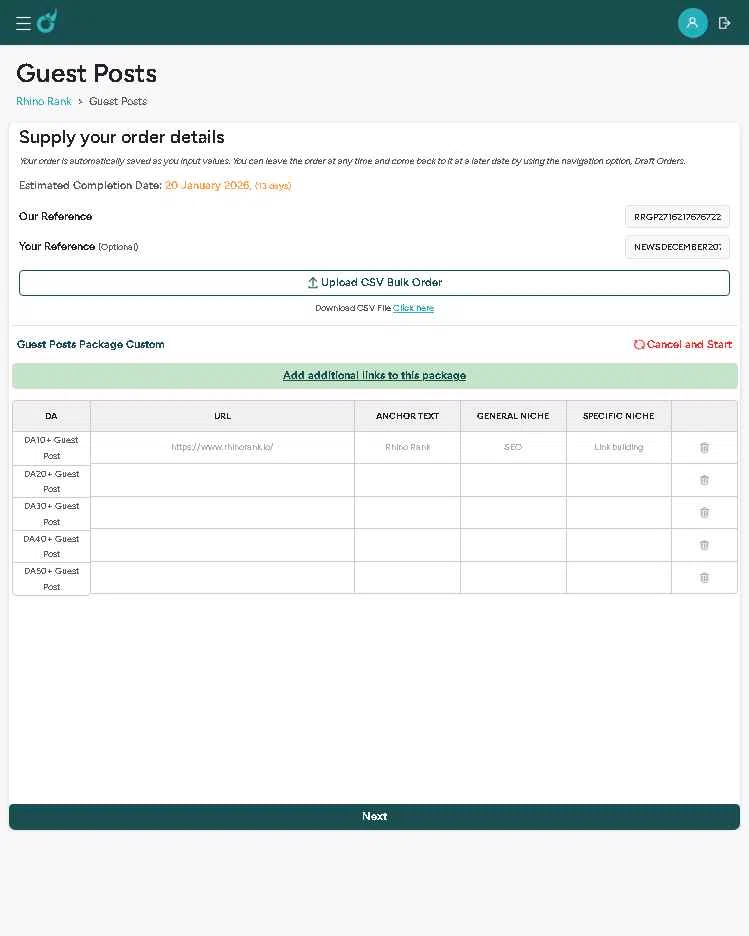 Rhino Rank checkout page showing Rhino Rank promo code box | Screenshot taken by SimplyCodes community member on Jan 6, 2026