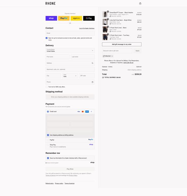 Rhone checkout page showing Rhone discount code box | Screenshot taken by SimplyCodes community member on Sep 14, 2025