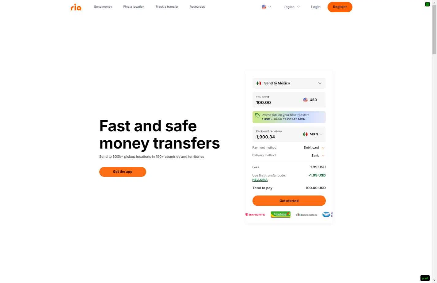 Ria Money Transfer checkout page showing Ria Money Transfer coupon code box | Screenshot taken by SimplyCodes community member on Jun 28, 2025