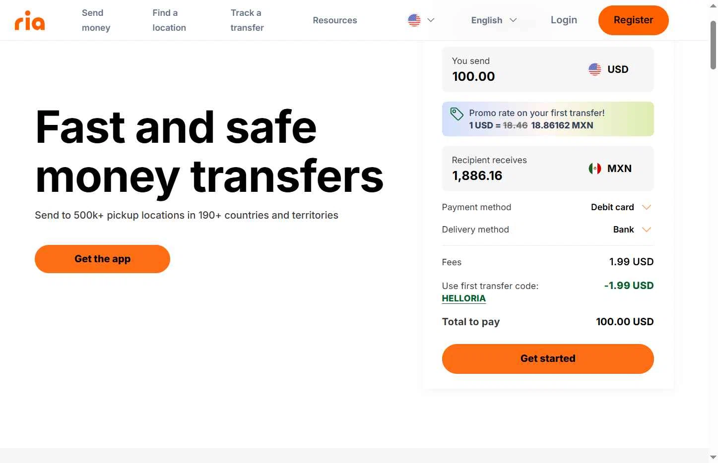 Ria Money Transfer checkout page showing Ria Money Transfer coupon code box | Screenshot taken by SimplyCodes community member on Jul 18, 2025