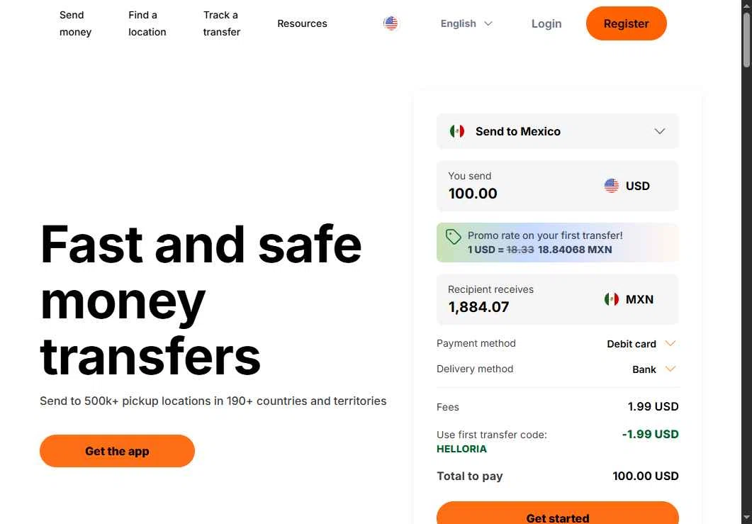 Ria Money Transfer checkout page showing Ria Money Transfer coupon code box | Screenshot taken by SimplyCodes community member on Aug 26, 2025