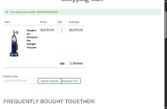 Riccar checkout page showing Riccar promo code box | Screenshot taken by SimplyCodes community member on Jul 5, 2025