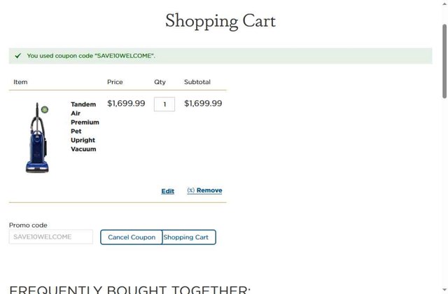 Riccar checkout page showing Riccar promo code box | Screenshot taken by SimplyCodes community member on Jul 18, 2025