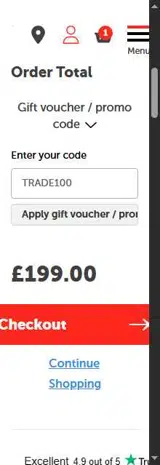 TRADE100 coupon verification screenshot