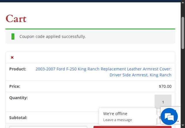 Richmond Auto Upholstery checkout page showing Richmond Auto Upholstery coupon code box | Screenshot taken by SimplyCodes community member on Sep 9, 2025