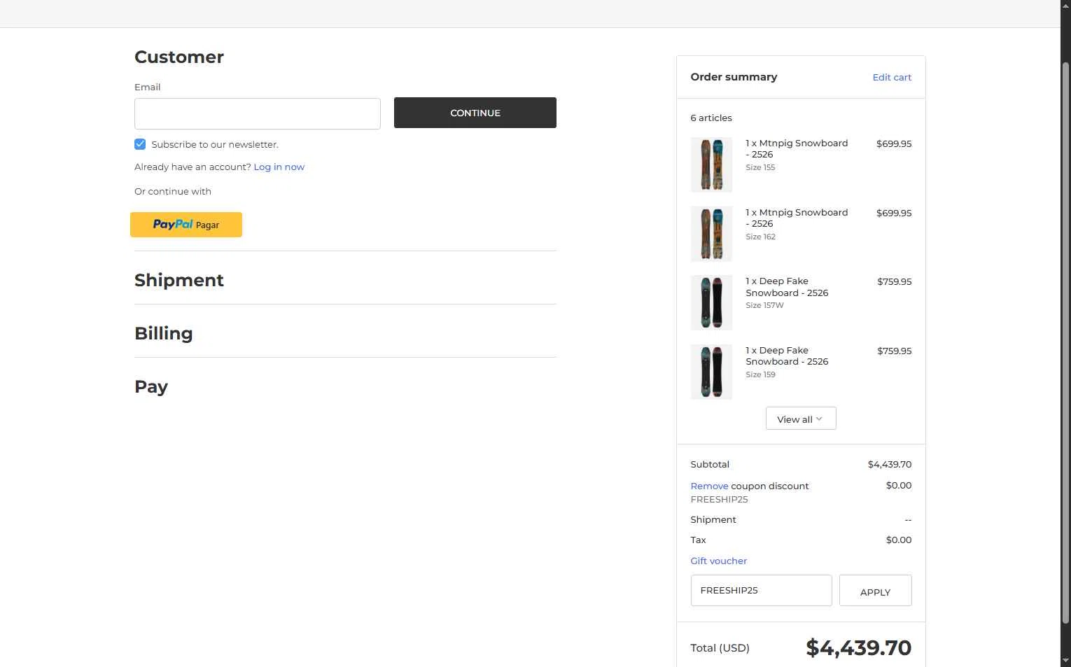 RIDE Snowboards checkout page showing RIDE Snowboards coupon code box | Screenshot taken by SimplyCodes community member on Feb 9, 2026