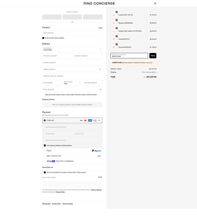 Ring Concierge checkout page showing Ring Concierge discount code box | Screenshot taken by SimplyCodes community member on Mar 6, 2025