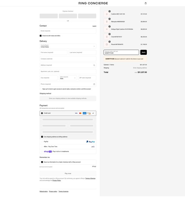 Ring Concierge checkout page showing Ring Concierge discount code box | Screenshot taken by SimplyCodes community member on Mar 5, 2025