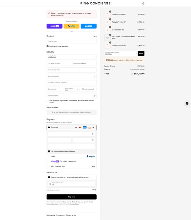 Ring Concierge checkout page showing Ring Concierge discount code box | Screenshot taken by SimplyCodes community member on Jul 13, 2025