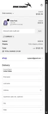 Rink Rabbit coupon verification screenshot