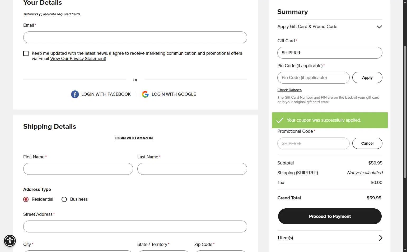 Rip Curl checkout page showing Rip Curl promo code box | Screenshot taken by SimplyCodes community member on Sep 29, 2025