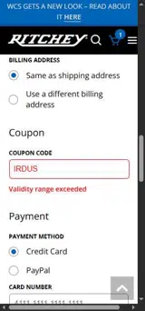 Ritchey Logic coupon verification screenshot