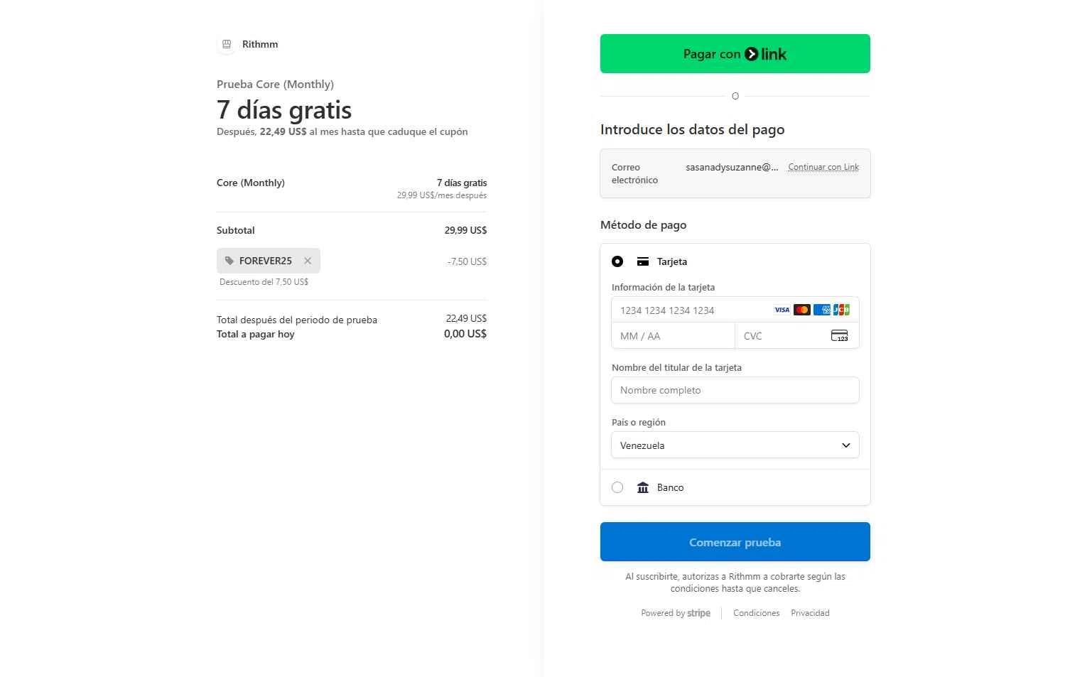 Rithmm AI checkout page showing Rithmm AI promo code box | Screenshot taken by SimplyCodes community member on Feb 4, 2026