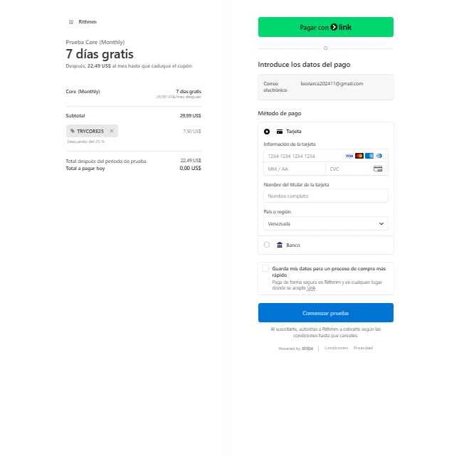Rithmm AI checkout page showing Rithmm AI promo code box | Screenshot taken by SimplyCodes community member on Feb 3, 2026