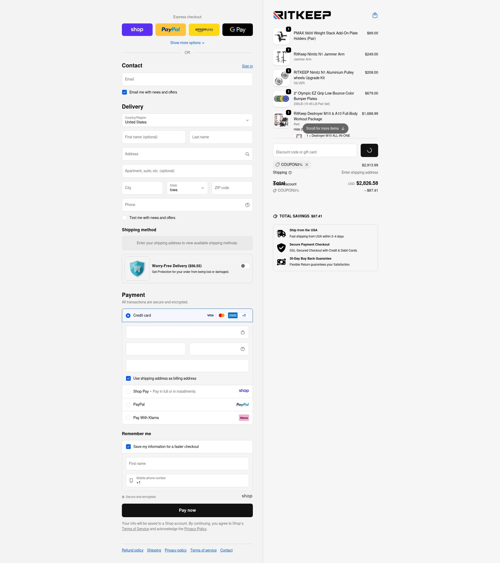 RitKeeps checkout page showing RitKeeps promo code box | Screenshot taken by SimplyCodes community member on Dec 24, 2025