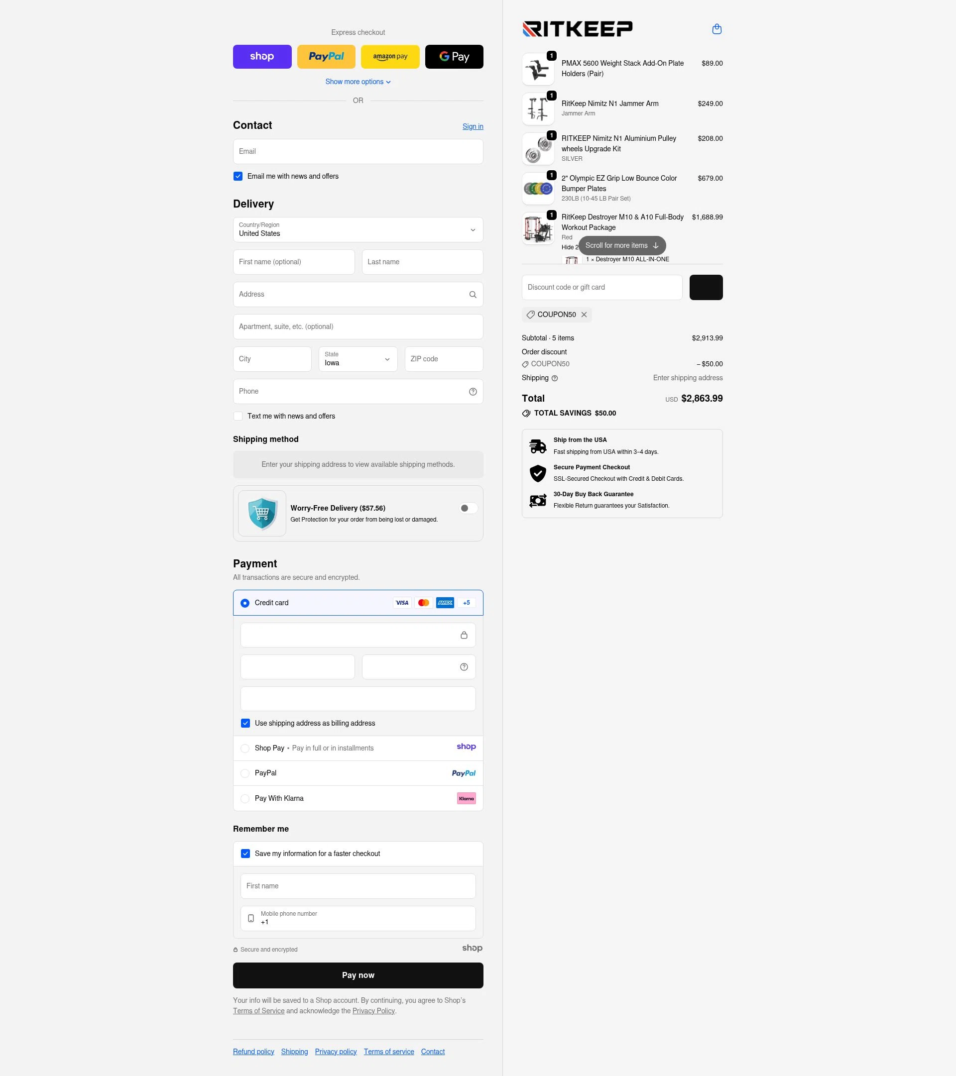 RitKeeps checkout page showing RitKeeps promo code box | Screenshot taken by SimplyCodes community member on Dec 24, 2025