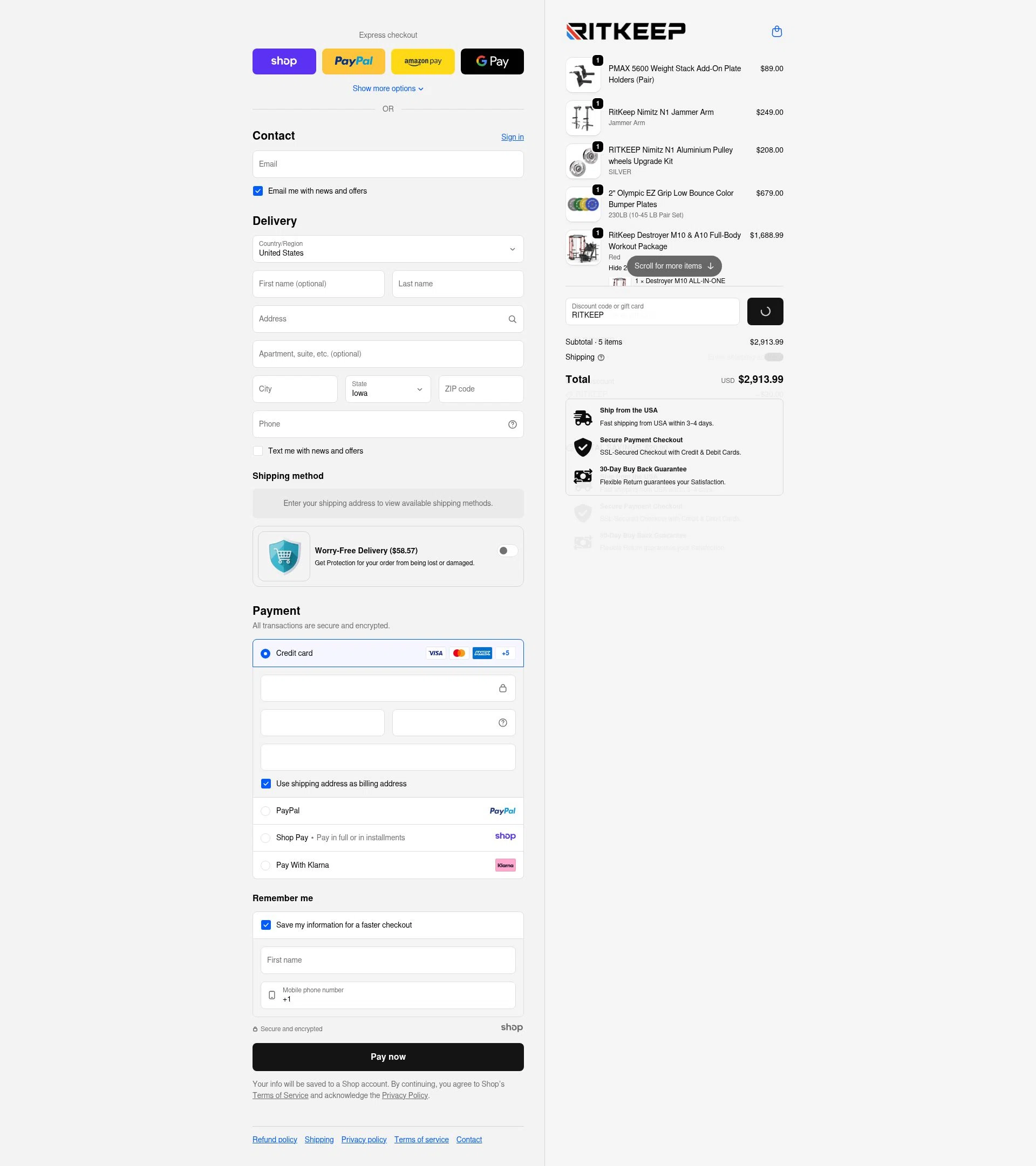 RitKeeps checkout page showing RitKeeps promo code box | Screenshot taken by SimplyCodes community member on Dec 17, 2025