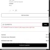 COUPERT10 coupon verification screenshot