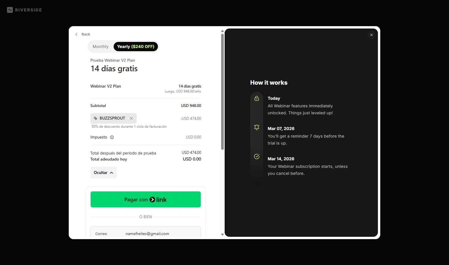 Riverside checkout page showing Riverside promo code box | Screenshot taken by SimplyCodes community member on Feb 28, 2026