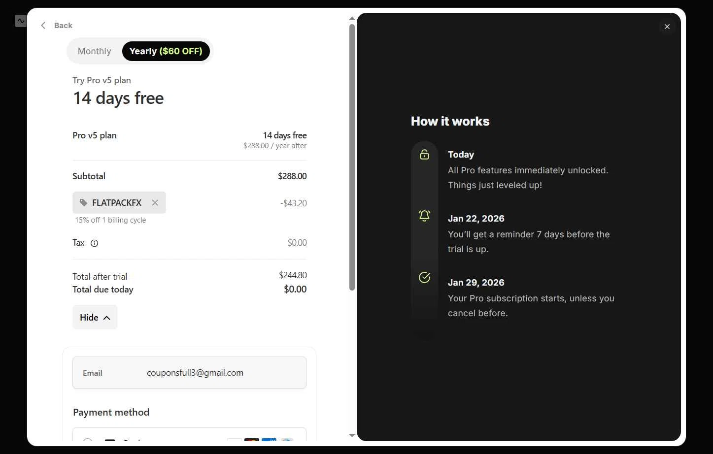 Riverside checkout page showing Riverside promo code box | Screenshot taken by SimplyCodes community member on Jan 15, 2026