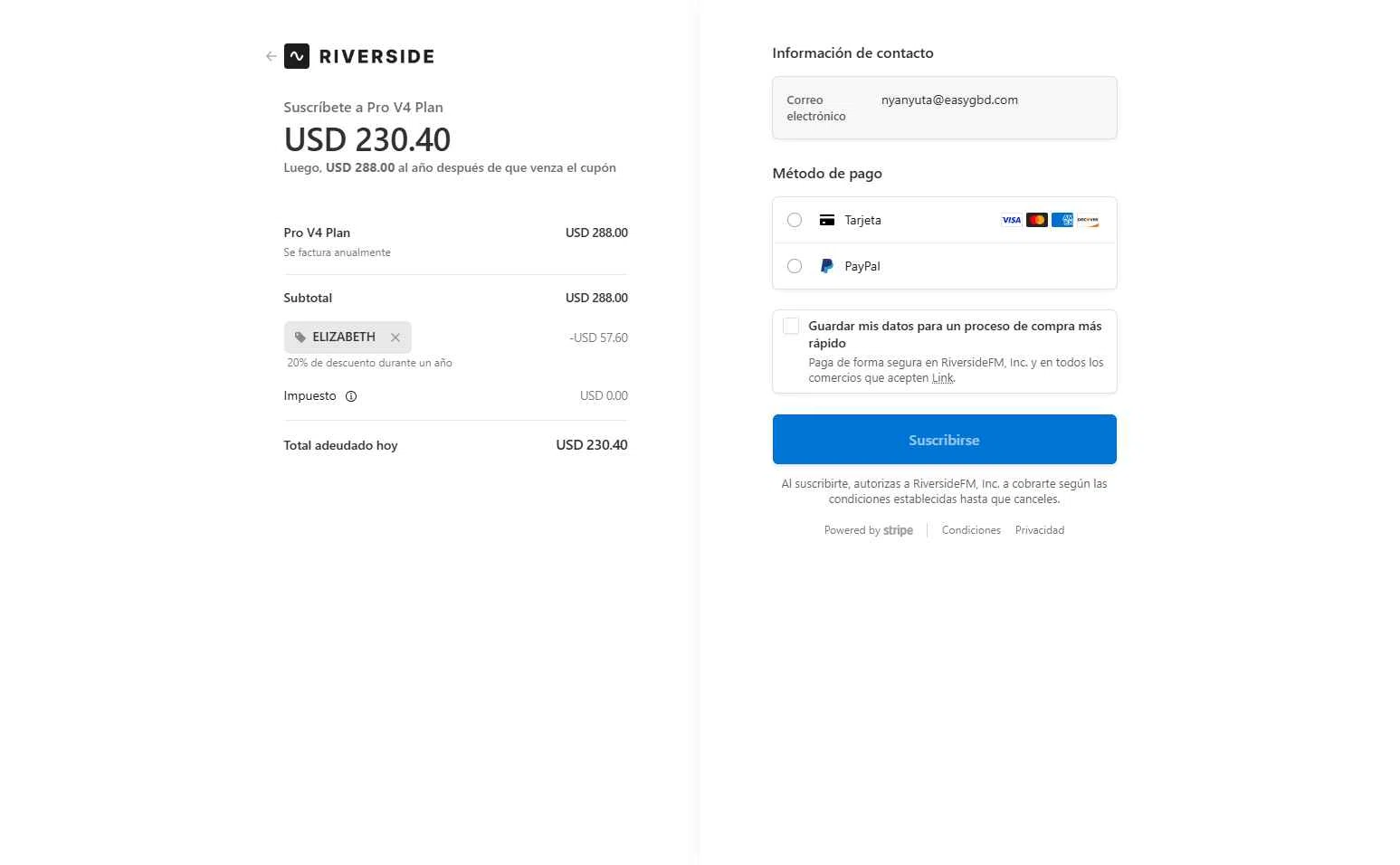 Riverside checkout page showing Riverside promo code box | Screenshot taken by SimplyCodes community member on Jan 15, 2026