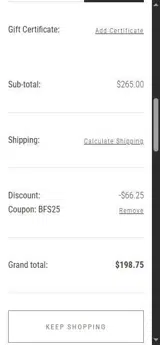 BFS25 coupon verification screenshot